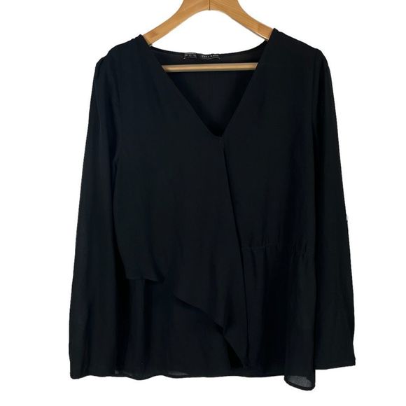 Zara Tops - Zara Black Long Sleeve Semi Sheer Blouse Top | Size: Large